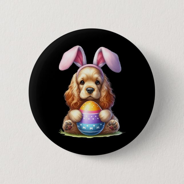 Cute Bunny Er Spaniel Dog Easter Hug Eggs Easter D 6 Cm Round Badge (Front)