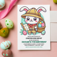 Cute Bunny Explorer Easter Egg Hunt Birthday