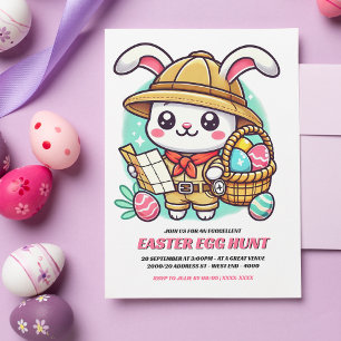Cute Bunny Explorer Easter Egg Hunt Invitation