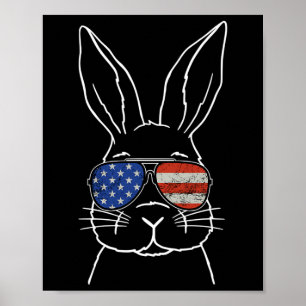 Cute Bunny Face American Flag Gles Easter Day Wome Poster