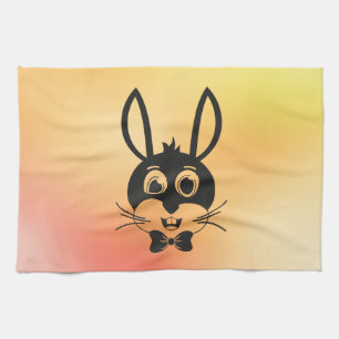 Cute Bunny Face Boy Cartoon Easter Rabbit Tea Towel