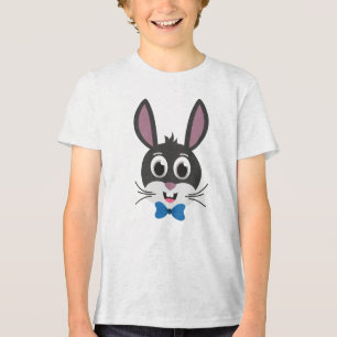 Cute Bunny Face Boy Cartoon Easter Rabbit Tri-Blend Shirt