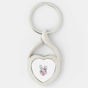 Cute Bunny Face Bubblegum Glasses Pink Coquette Bo Key Ring