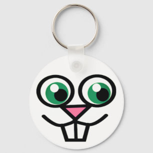 Cute Bunny Face Button Keychain