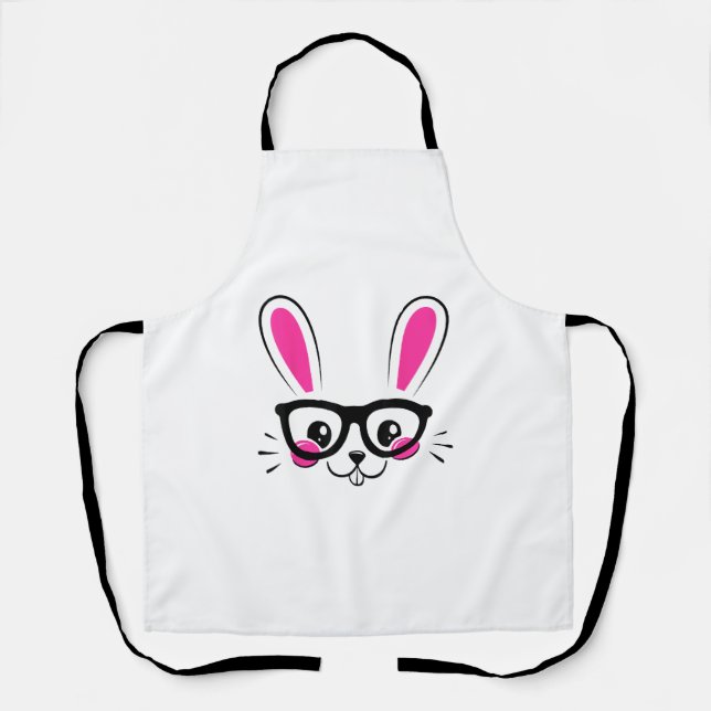 Cute Bunny Face Easter Bunny Funny Rabbit Girls Ea Apron (Front)