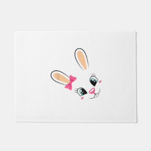 Cute Bunny Face Easter Bunny Funny Rabbit Girls Ea Doormat