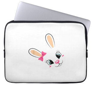 Cute Bunny Face Easter Bunny Funny Rabbit Girls Ea Laptop Sleeve