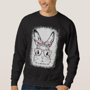 Cute Bunny Face Floral Glasses Headband Happy East Sweatshirt