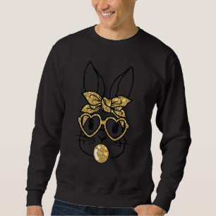 Cute Bunny Face Golden Glasses Headband Bubblegum Sweatshirt