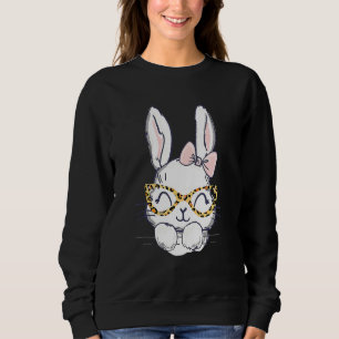 Cute Bunny Face Leopard Glasses Headband Happy Eas Sweatshirt