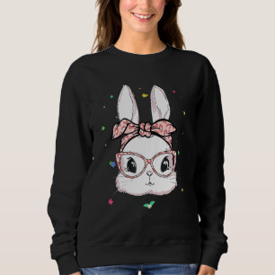 Cute Bunny Face Leopard Glasses Headband Happy Eas Sweatshirt