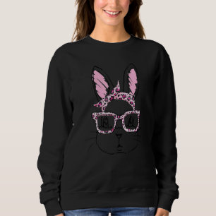 Cute Bunny Face Leopard Glasses Headband Happy Eas Sweatshirt