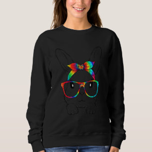 Cute Bunny Face Leopard Glasses Headband Happy Eas Sweatshirt