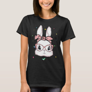 Cute Bunny Face Leopard Glasses Headband Happy Eas T-Shirt