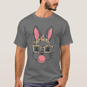 Cute Bunny Face Pink Leopard Bandanna Bubblegum Ea T-Shirt