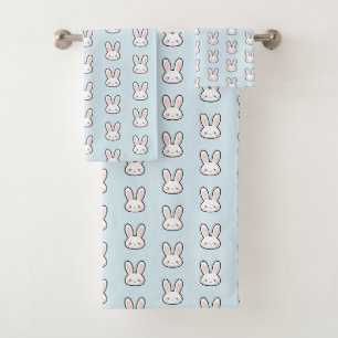 Cute Bunny Face Rabbit Pattern Bath Towel Set