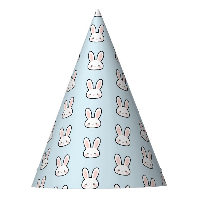 Cute Bunny Face Rabbit Pattern Party Hat (Front)