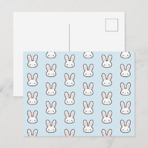 Cute Bunny Face Rabbit Pattern Postcard