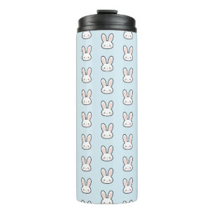 Cute Bunny Face Rabbit Pattern Thermal Tumbler