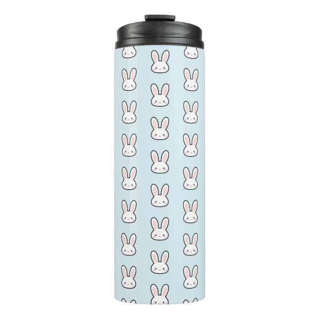 Cute Bunny Face Rabbit Pattern Thermal Tumbler (Front)
