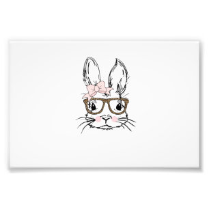 Cute Bunny Face Shirt Leopard Print Glasses EASTER