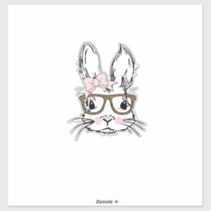 Cute Bunny Face Shirt Leopard Print Glasses EASTER