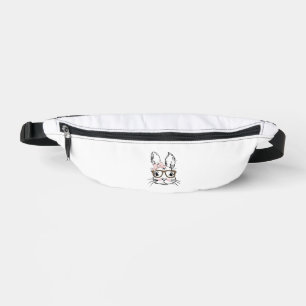 Cute Bunny Face Shirt Leopard Print Glasses EASTER Bum Bags