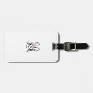 Cute Bunny Face Shirt Leopard Print Glasses EASTER Luggage Tag