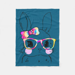 Cute bunny face tie dye bow tie easter day girls w fleece blanket