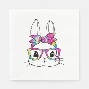 Cute Bunny Face Tie Dye Easter Day Glasses Headban Napkin