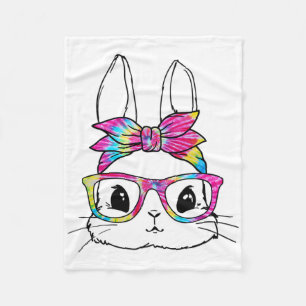 Cute Bunny Face Tie Dye Easter Day Gles Headnd Rab Fleece Blanket