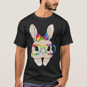 Cute Bunny Face Tie Dye Glasses Easter Day Kids Gi T-Shirt