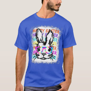 Cute Bunny Face Tie Dye Glasses Easter Day  T-Shirt
