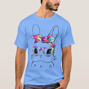 Cute Bunny Face Tie Dye Glasses Easter Day T T-Shirt
