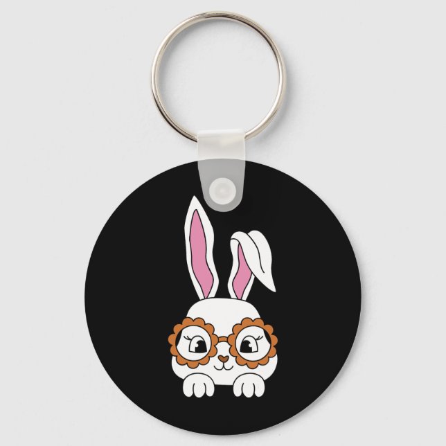 Cute Bunny Face Tie Dye Gles Easter Day  Key Ring (Front)