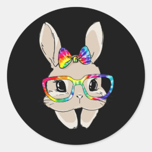 Cute Bunny Face Tie Dye Gles Easter Day Kids Girls Classic Round Sticker
