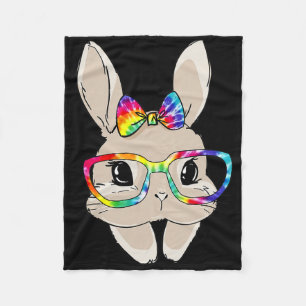 Cute Bunny Face Tie Dye Gles Easter Day Kids Girls Fleece Blanket