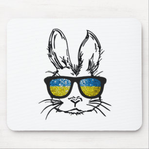 Cute Bunny Face Wearing Gles Ukraine Flag Easter D Mouse Pad