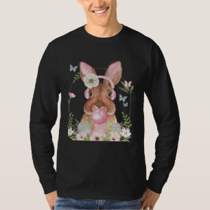 Cute Bunny Face With Bubblegum And Headphones East T-Shirt