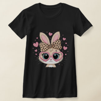 Cute Bunny Face with Glasses Easter Tie Dye T-Shirt
