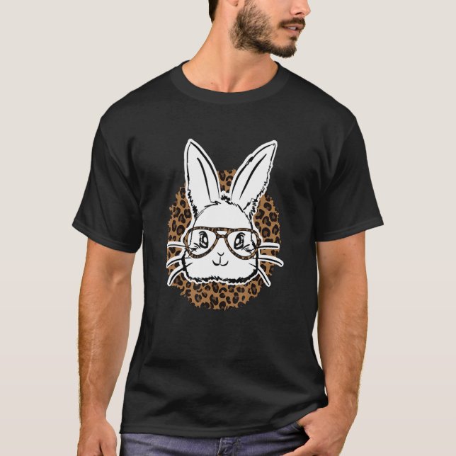 Cute Bunny Face With Leopard Sunglasses Bubblegum  T-Shirt (Front)