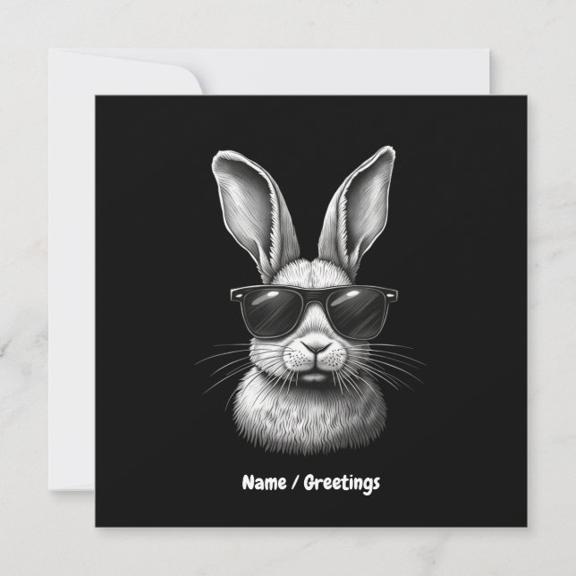 Cute Bunny Face With Sunglasses For Kids  Invitation (Front)