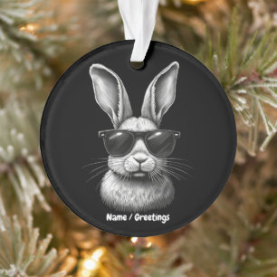 Cute Bunny Face With Sunglasses For Kids Ornament