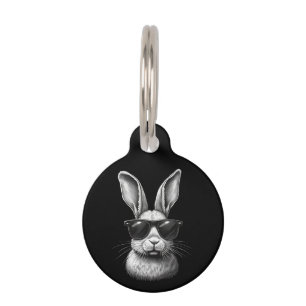Cute Bunny Face With Sunglasses For Kids Pet Tag