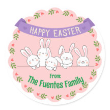 cute bunny family easter personalised sticker