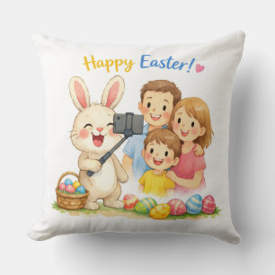 Cute Bunny Family Selfie Easter Cushion