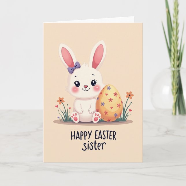 Cute Bunny Festive Egg Card (Front)