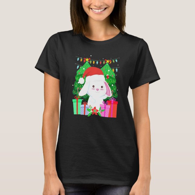 Cute bunny fir tree Christmas T-Shirt (Front)