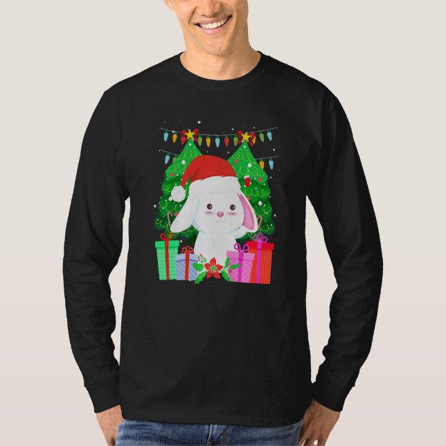 Cute bunny fir tree Christmas T-Shirt (Front)