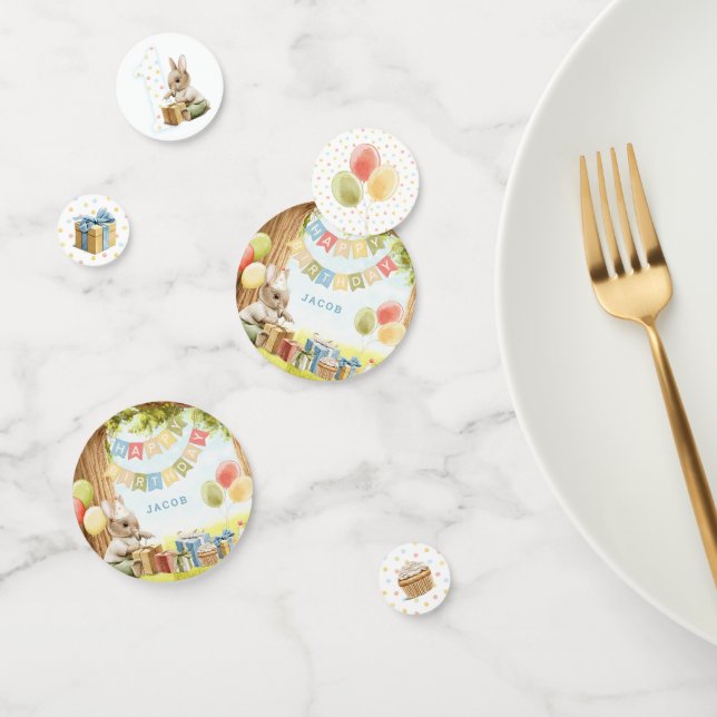 Cute Bunny First Birthday Table Confetti (Group)